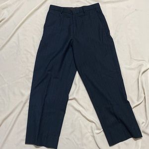 Calvin Klein Navy Pinstripe Straight Trousers